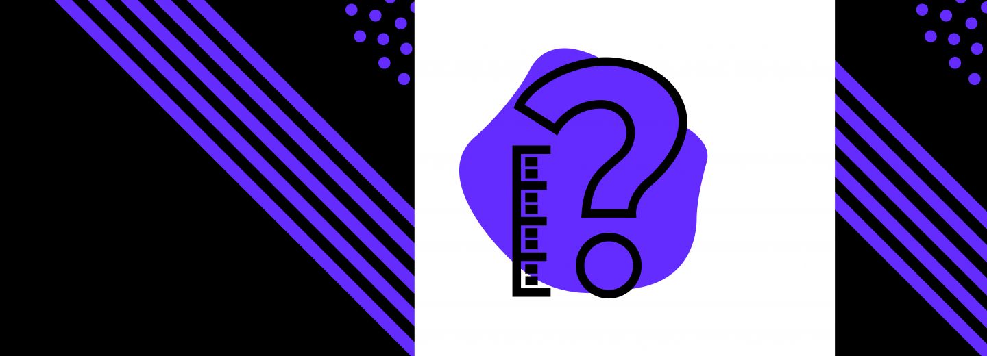 Challenger Brands, Black, White and Purple abstract illustration featuring a question mark