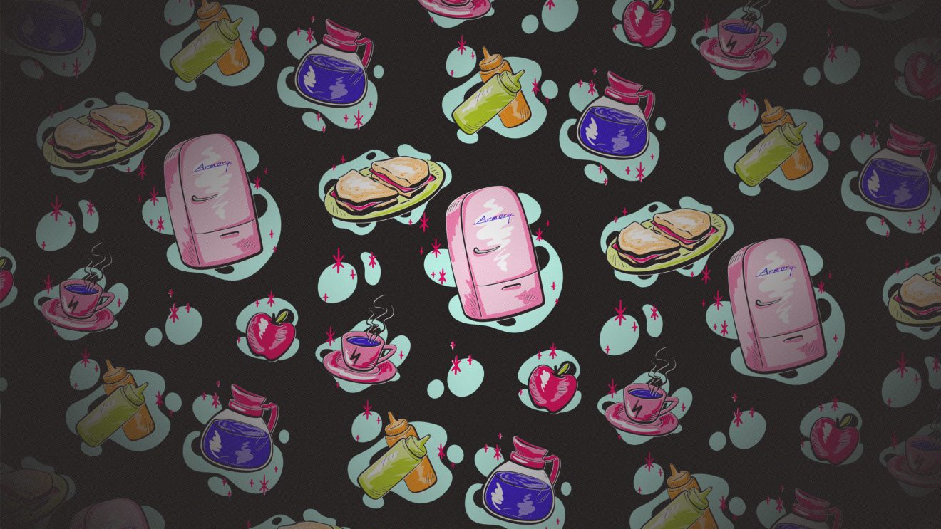 Wallpaper with diner illustrations