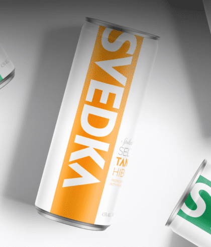 branding and design example: SVEDKA vodka beverage cans