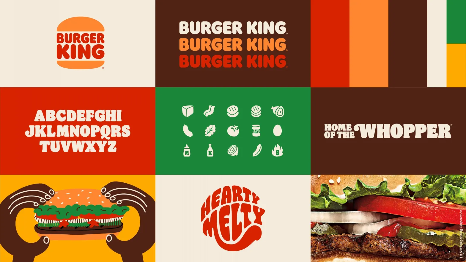 A sampling of Burger King's recent brand refresh; an example of a challenger brand shaking up the status quo.