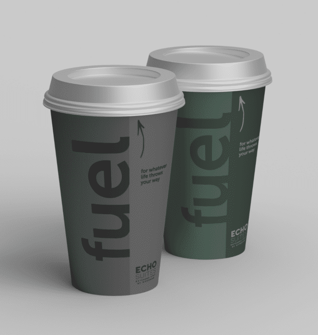 Echo Suites coffee cup mockups view