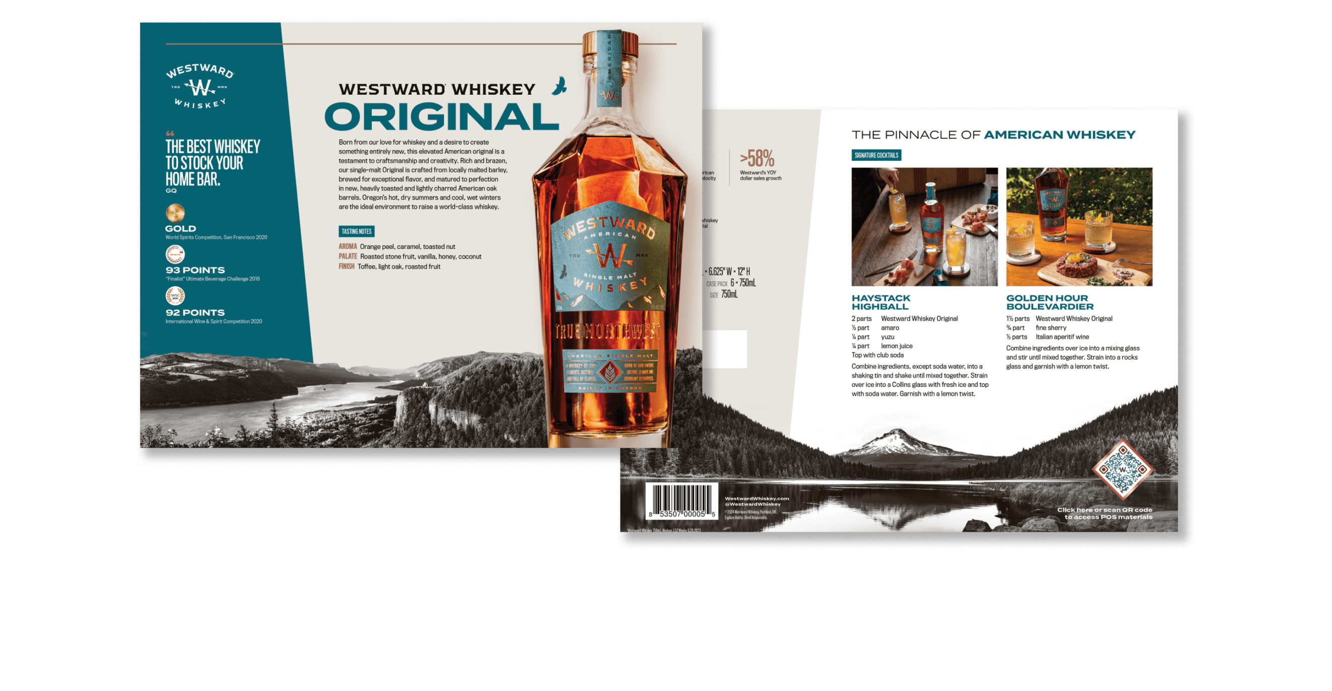 Image of Westward Whiskey core product sell sheet.